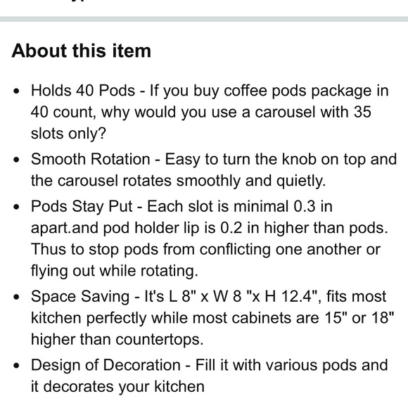 EVERIE Coffee Tea Pod Storage Carousel Holder Organizer for 40 Keurig K-Cup Pods - Picture 9 of 16